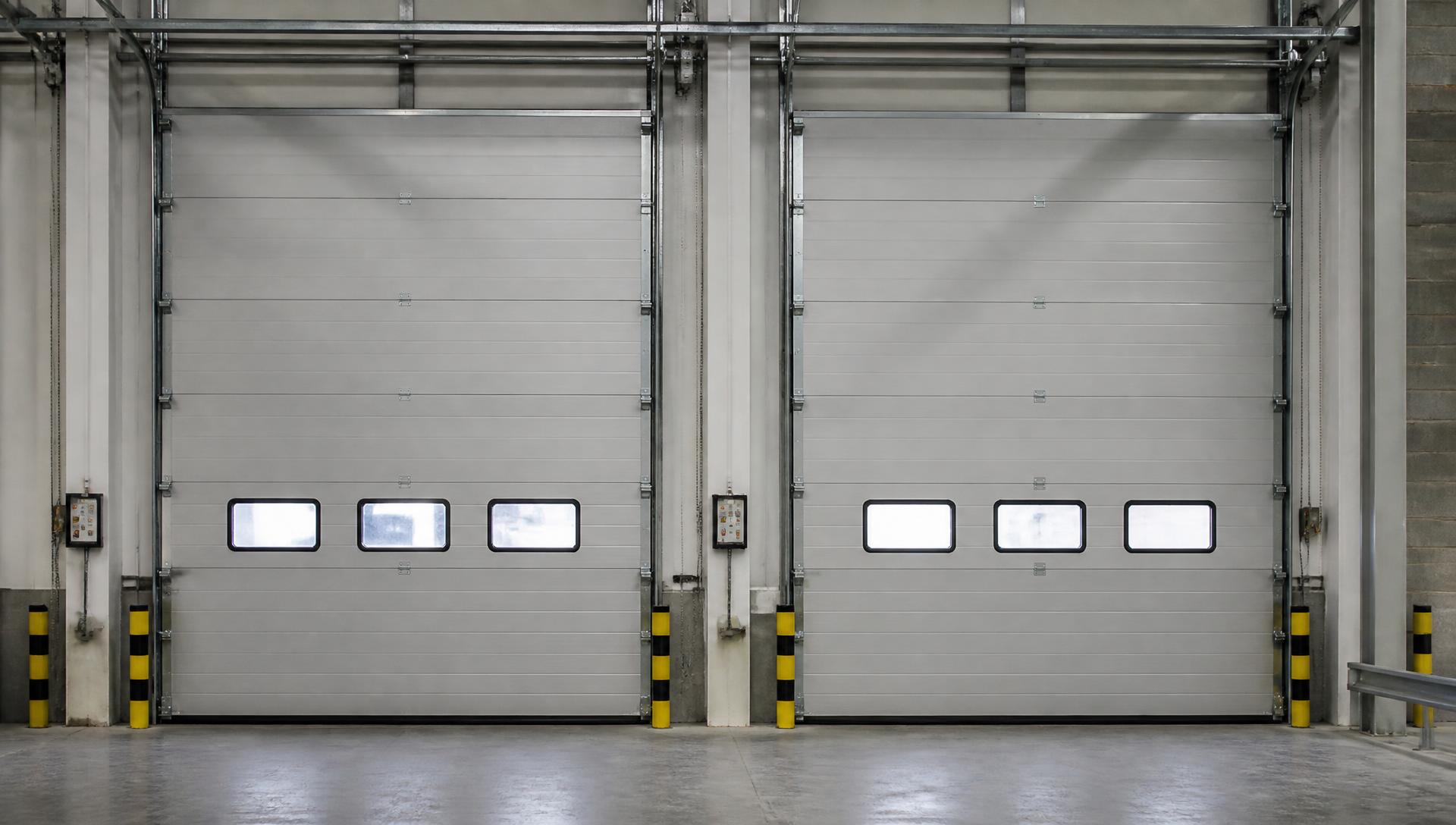 Two industrial roller doors at a warehouse